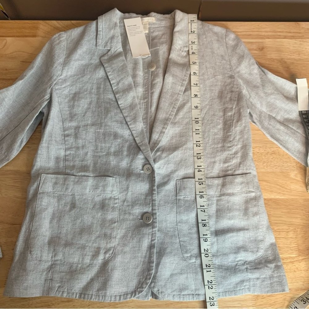 NWT Eileen fisher gray linen Blazer Size XS Petite - Picture 11 of 13